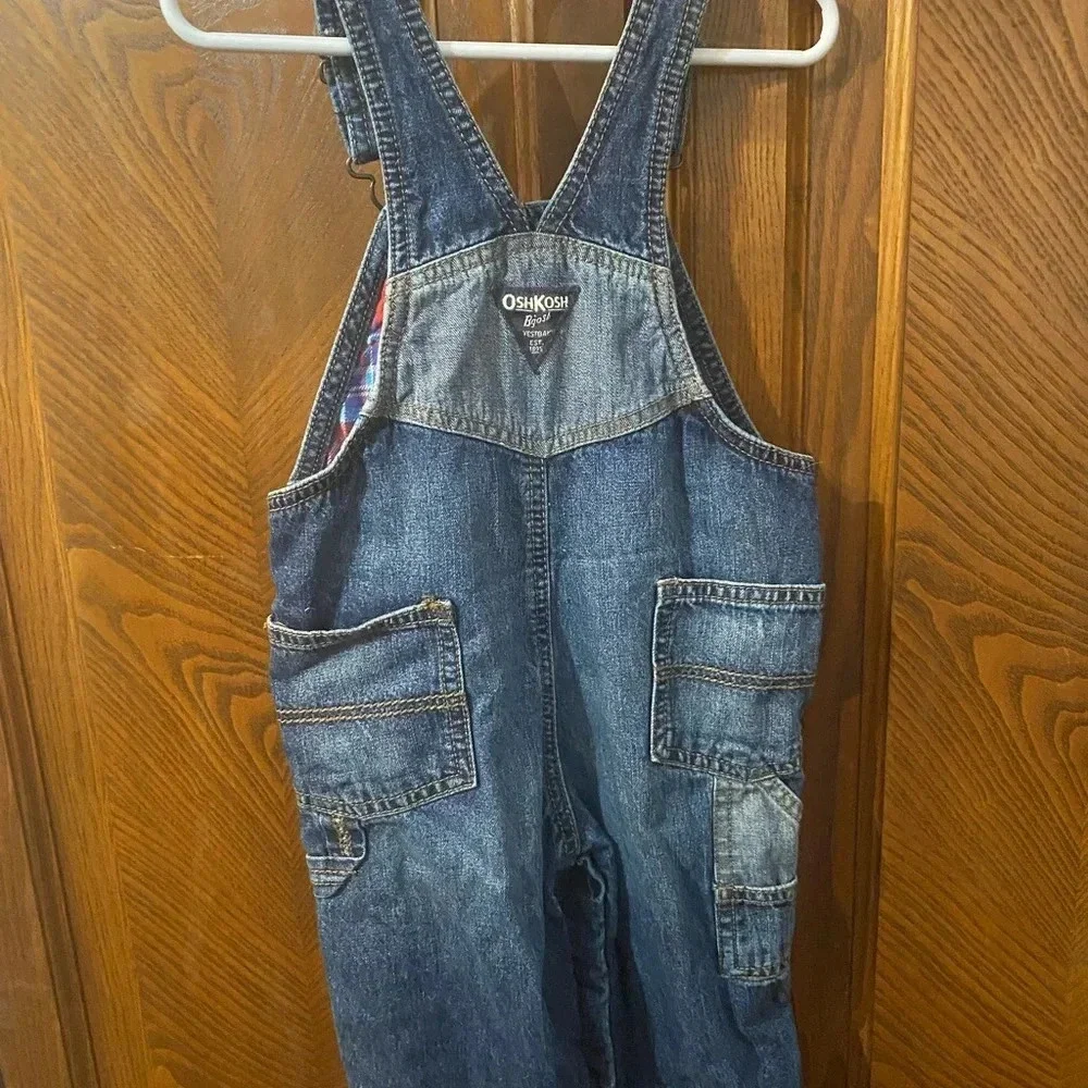 Oshkosh B'gosh Plaid Lined Denim Overalls